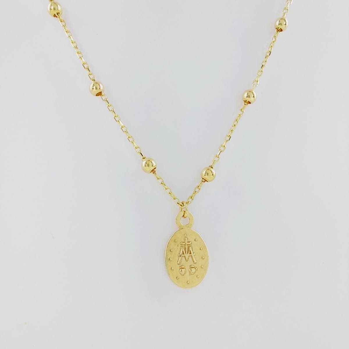 COLLAR BOLAS CON MEDALLA 43 CM
