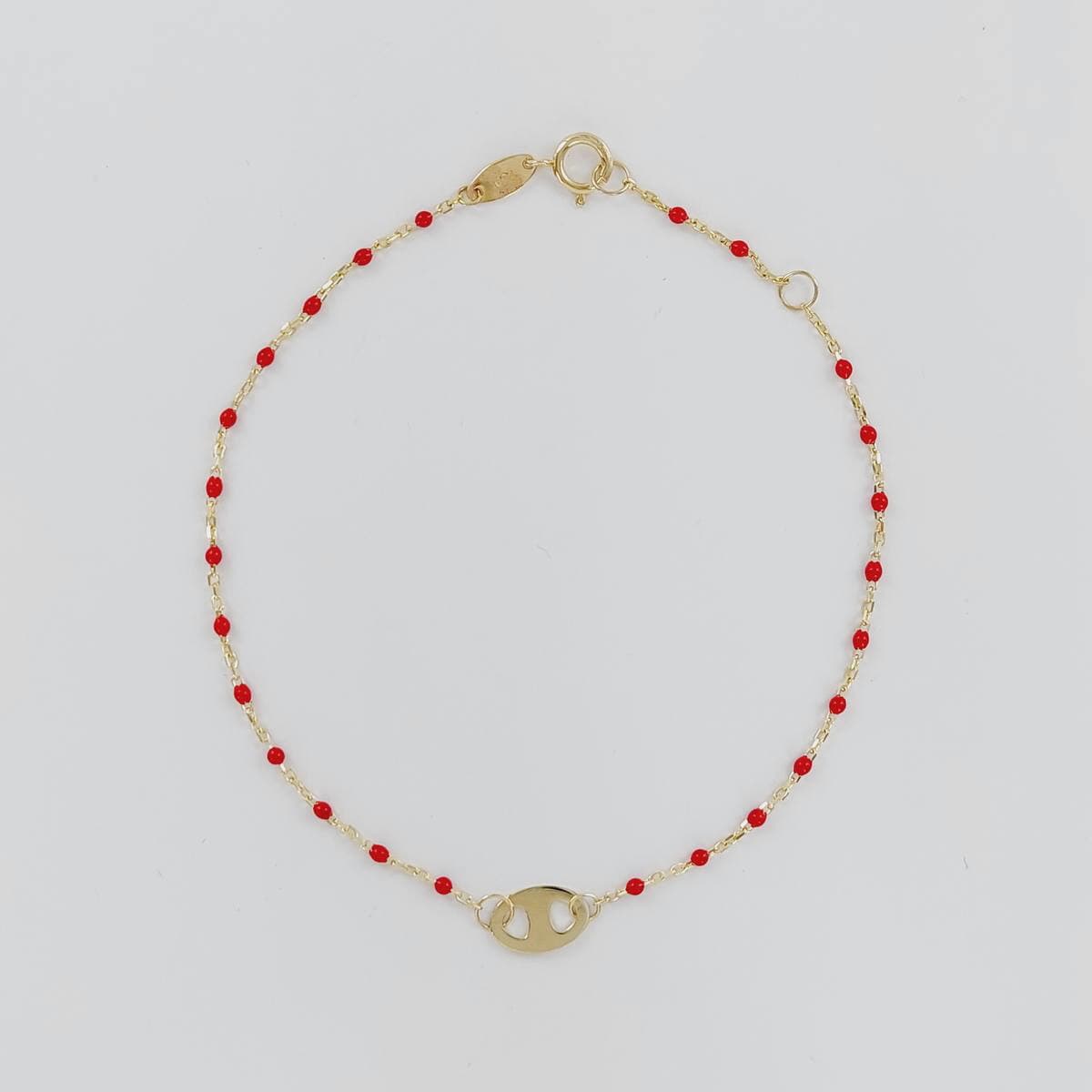 Pulsera bolas rojas y calabrote