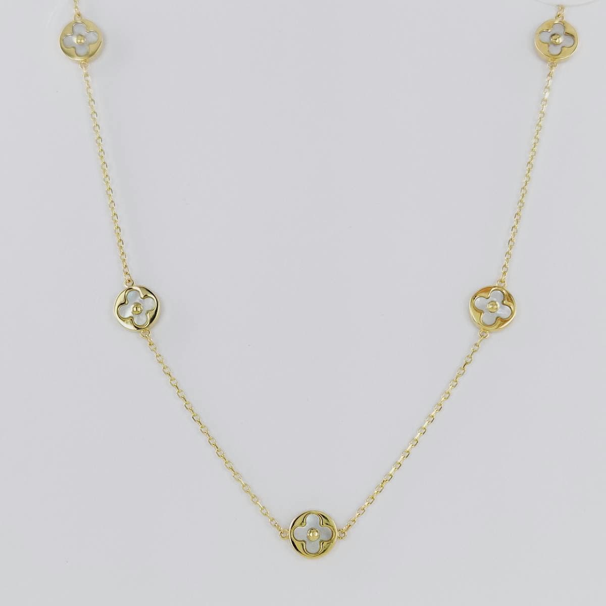 Collar discos trébol en nácar