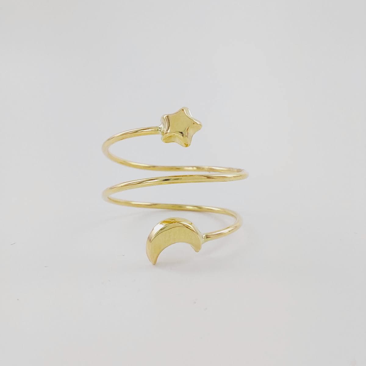 Anillo liso estrella y luna